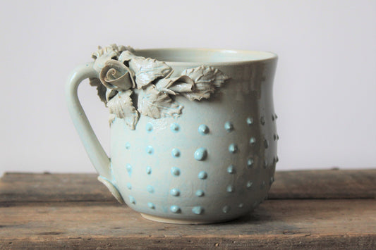 Tazza Ghirlanda Puntinato (azzurro granito) - Tazza in gres artigianale