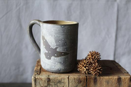 Aquila nella neve - Tazza in gres scuro