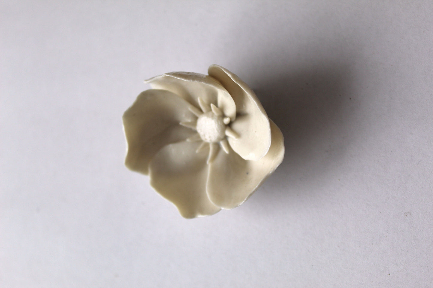 Anemone - Spilla con anemone  in porcellana bianca di Limoges