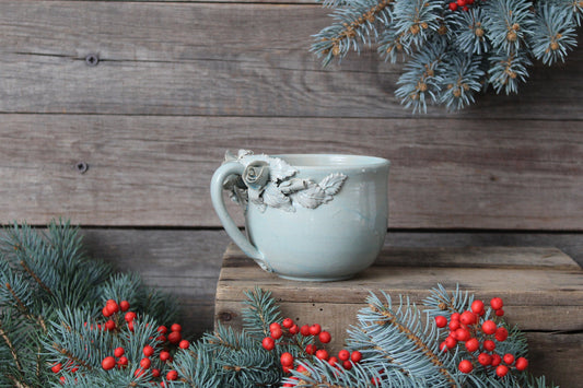 Tazza Ghirlanda (azzurro) -Tazza in gres artigianale