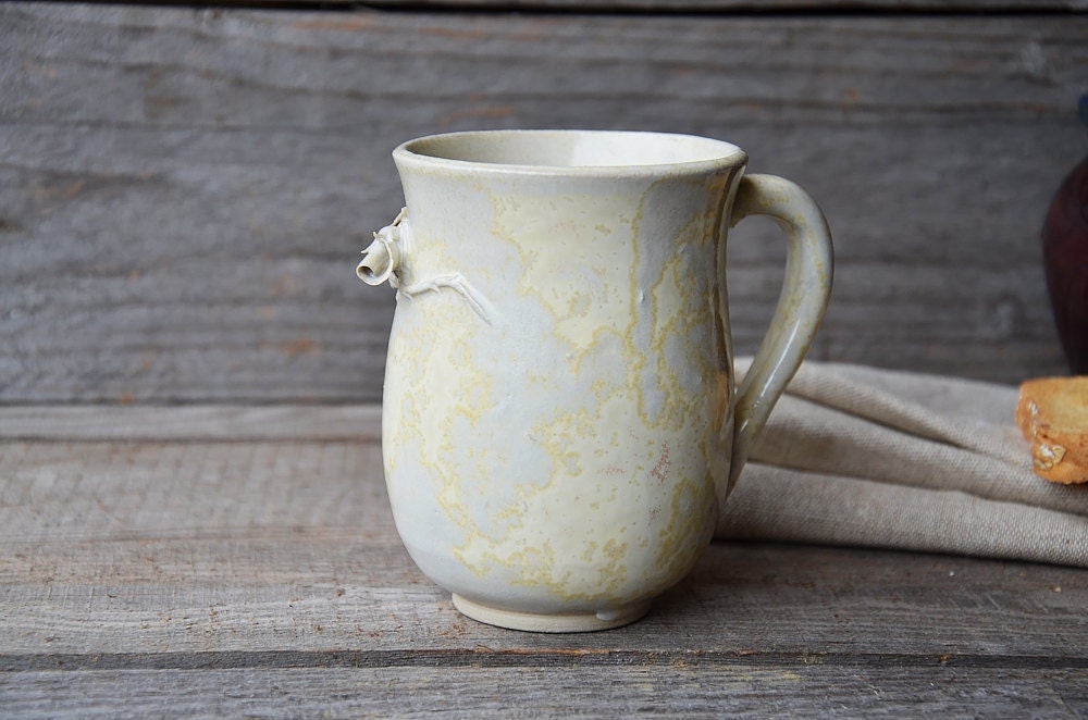 Tazza Rosa Alice (avorio) - Tazza in gres artigianale